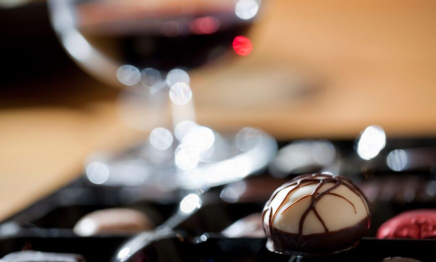 white chocolate truffle and wine