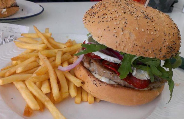 Burger and chips from Bobos Dublin