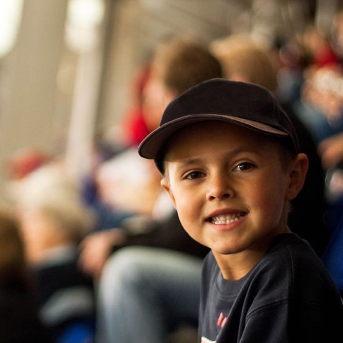 Kid at Chicago baseball game