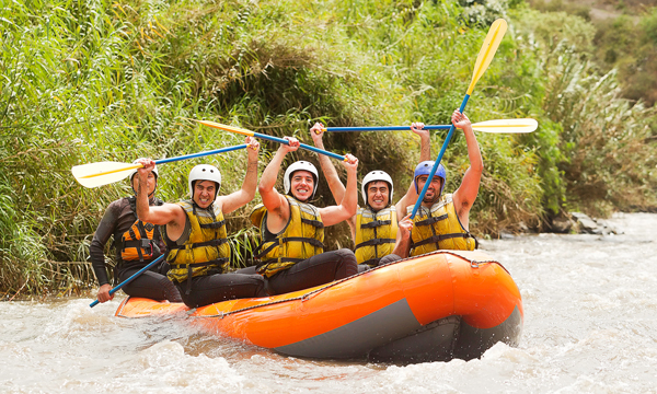 Men Whitewater Rafting