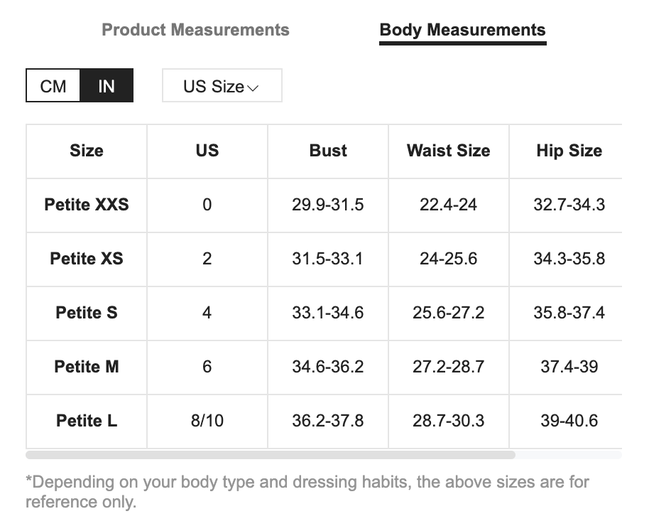 Shein Women s Size Charts And Fitting Guide For Clothes 56 OFF