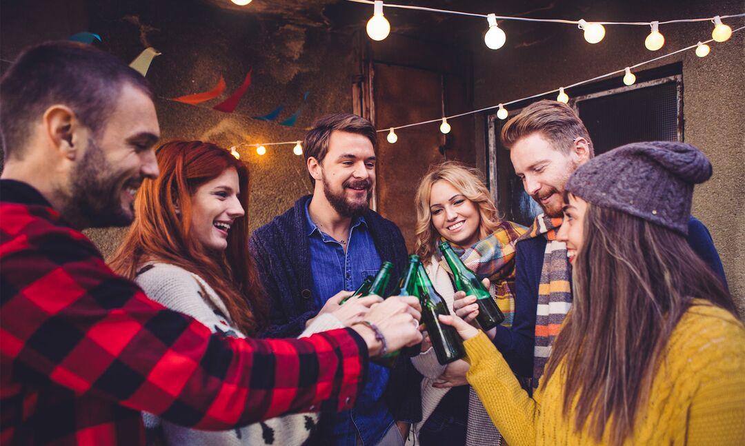 Friends at a Pop Up Bar