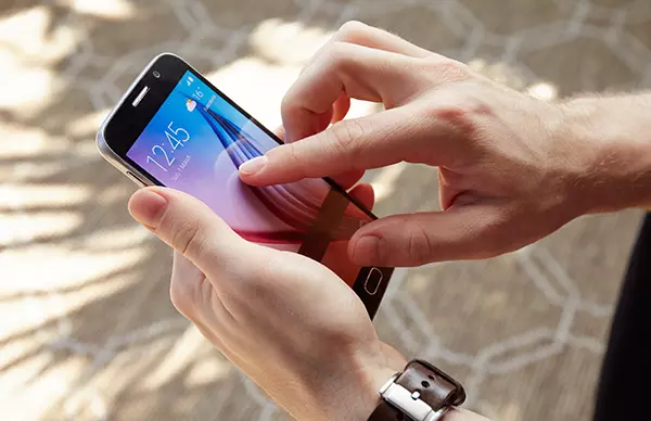 Finger swiping smartphone