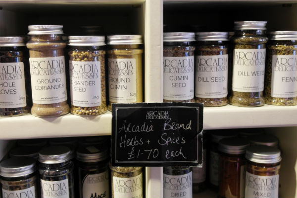 Jars of herbs and spices in Arcadia in Belfast