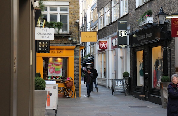 Outside the L'Occitane store in St Christopher's Place