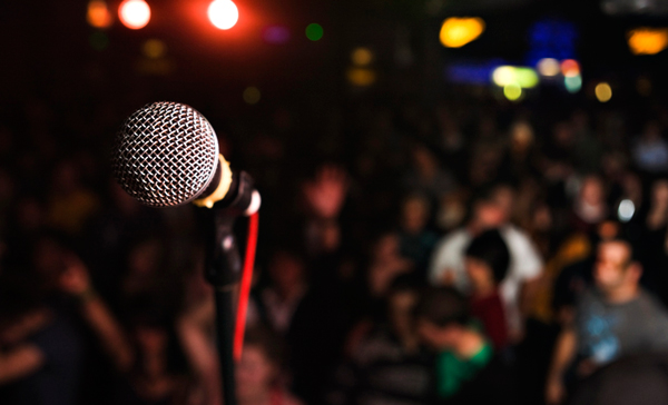 Mic at Comedy Club Facing Audience