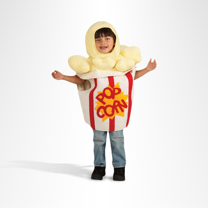 Child in popcorn costume.