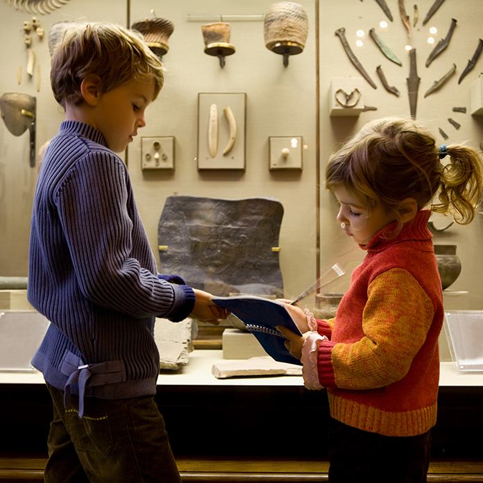 Young kids at a museum