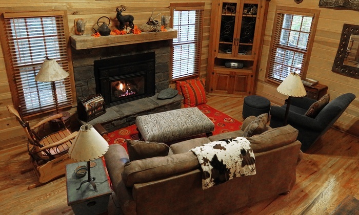 Cozy living room in one of the cabins