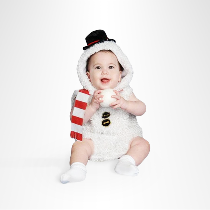 Baby in snowman costume