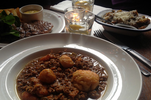 A plate of mutton and mince dumplings from Ape and Bird in London