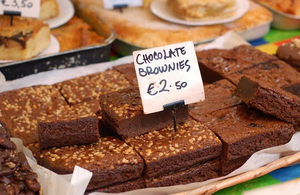 Delicious chocolate brownies in the Temple Bar Market Dublin