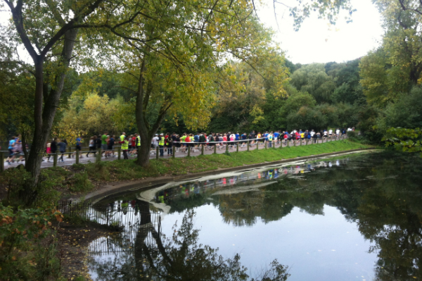 Athletes running in Hamstead Heath in London