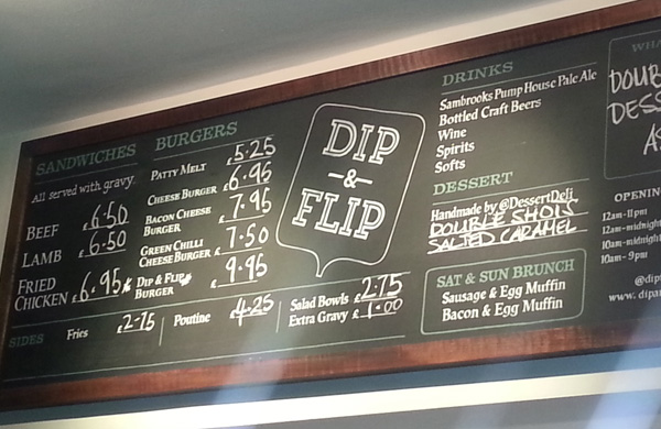 Dip & Flip Clapham burger menu