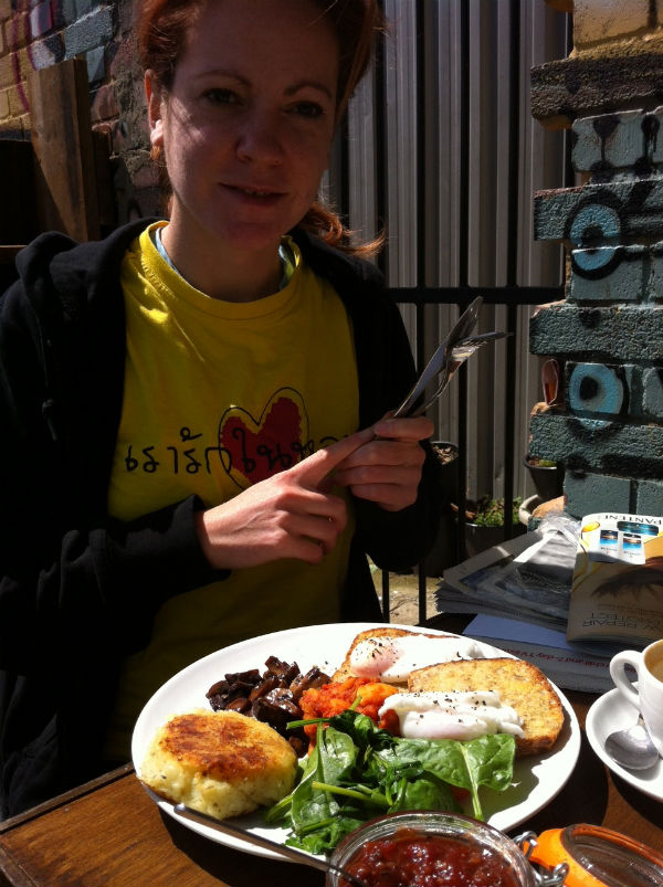 Eating breakfast at The Counter Cafe London