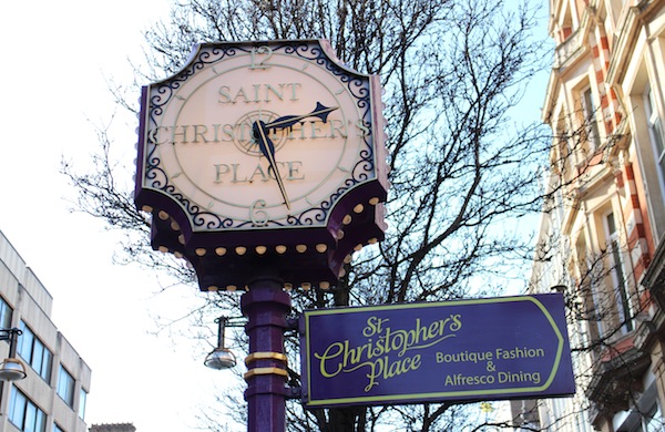 Clock at St Christopher's Place in London