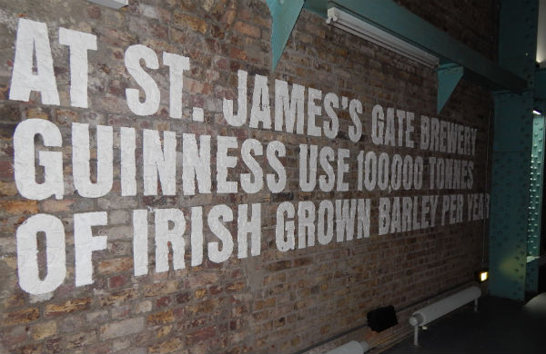 Text on the wall inside the Guinness Storehouse