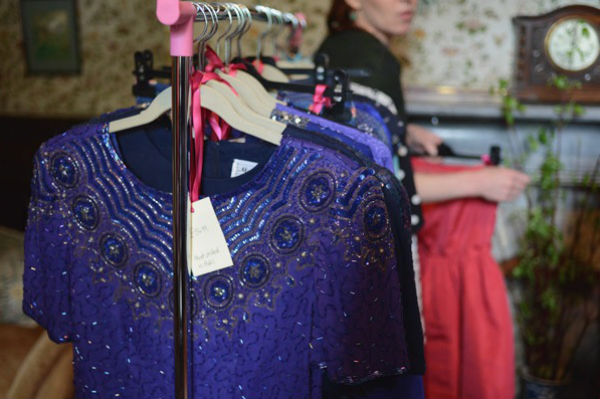 A rail of vintage dresses