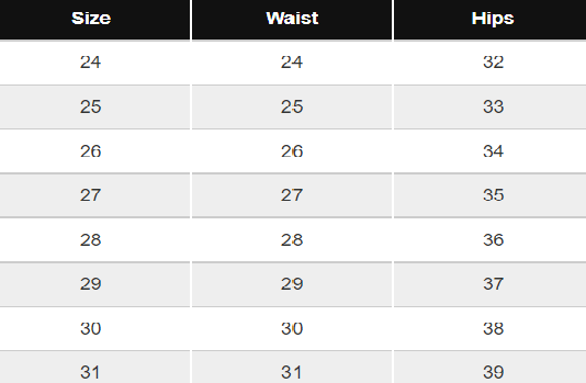 Hard Forever Size Chart