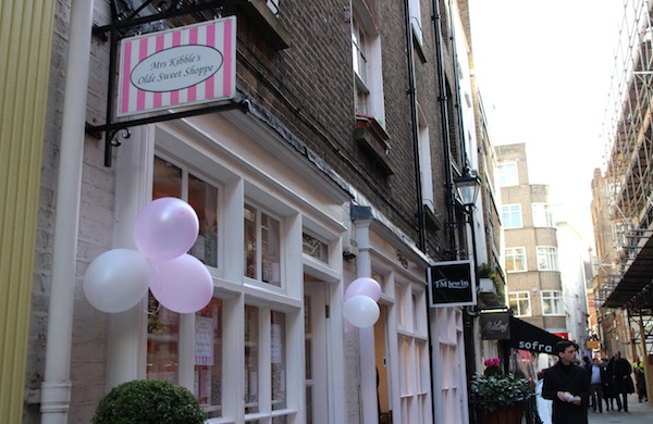 The exterior of Mrs Kibble's Olde Sweet Shoppe