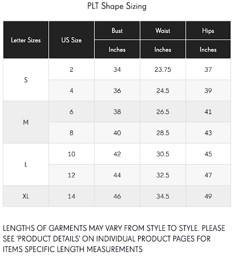 Pretty Little Thing Size Guide