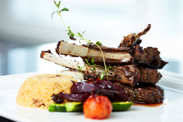 Chops and rice on a plate