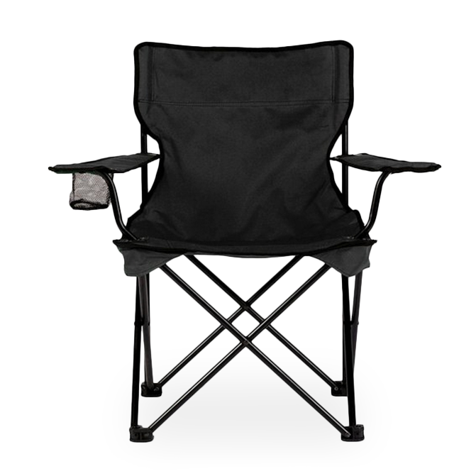 Foldable camping chair with cup holder