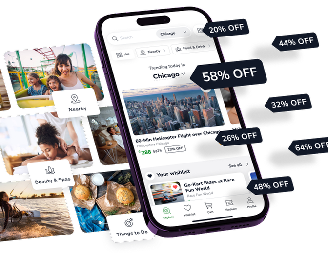 Unlock up to 90% in discounts on the go with the Groupon app