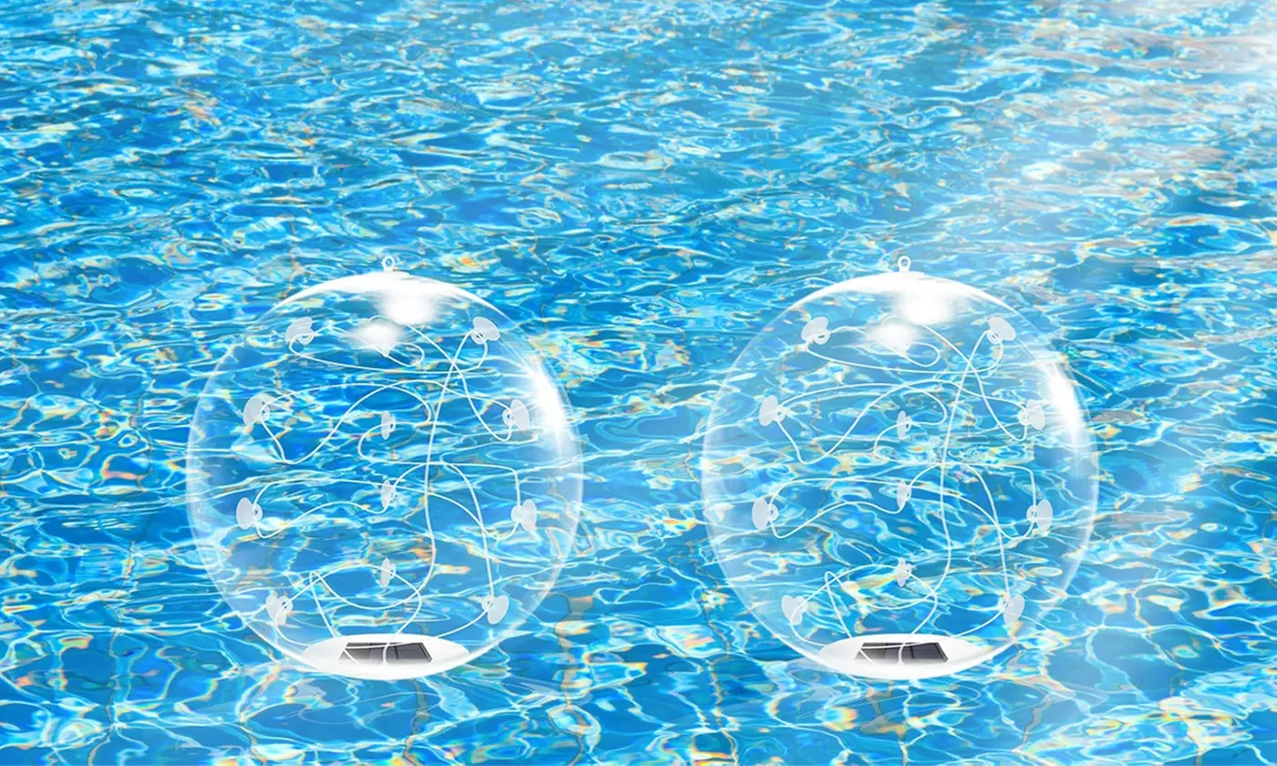 Two-Pack iMounTEK 14in LED Solar Floating Pool Ball Lights with Remote Control 
