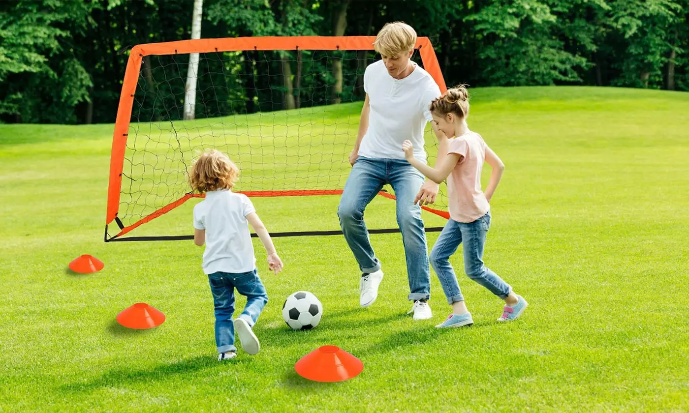 iMounTEK Kids Soccer Goal Set with Ball, Training Gear, & Carry Bag for Backyard