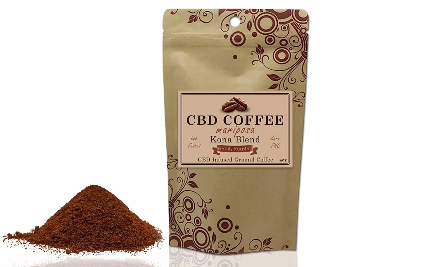 CBD Infused Ground Mariposa Coffee Kona Blend 4 OZ - Primary Image