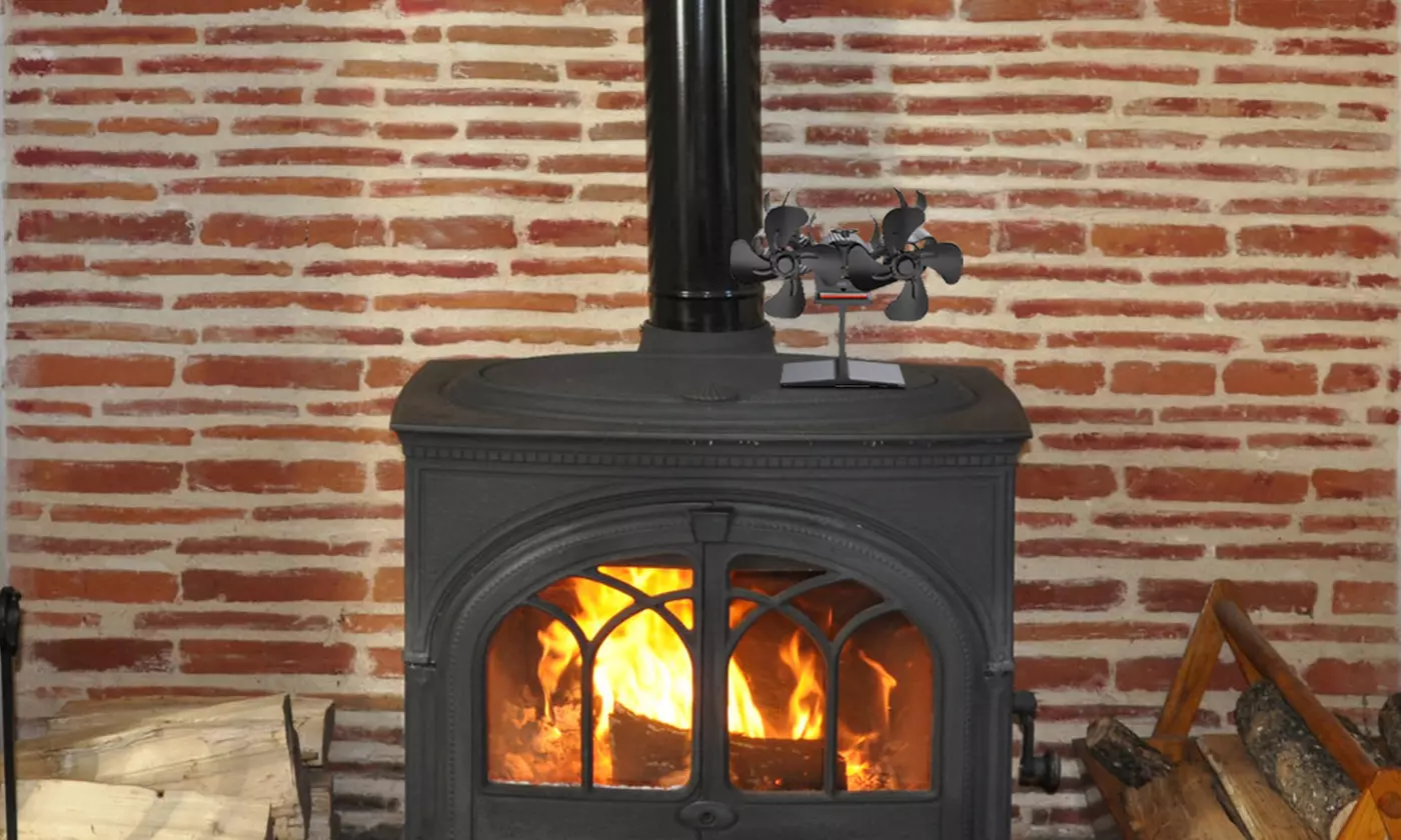 iMounTEK 8-Blade Heat Powered Wood Stove Fan Dual-Head Silent Fireplace Fan