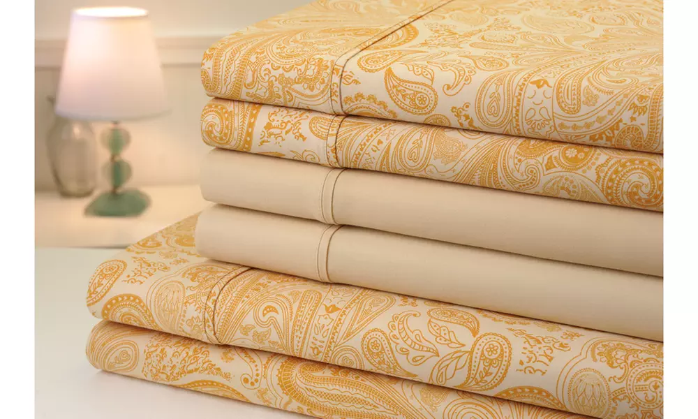 Bibb Home Paisley Print 1200 Thread Count Cotton Rich Sheets Set (6pc)