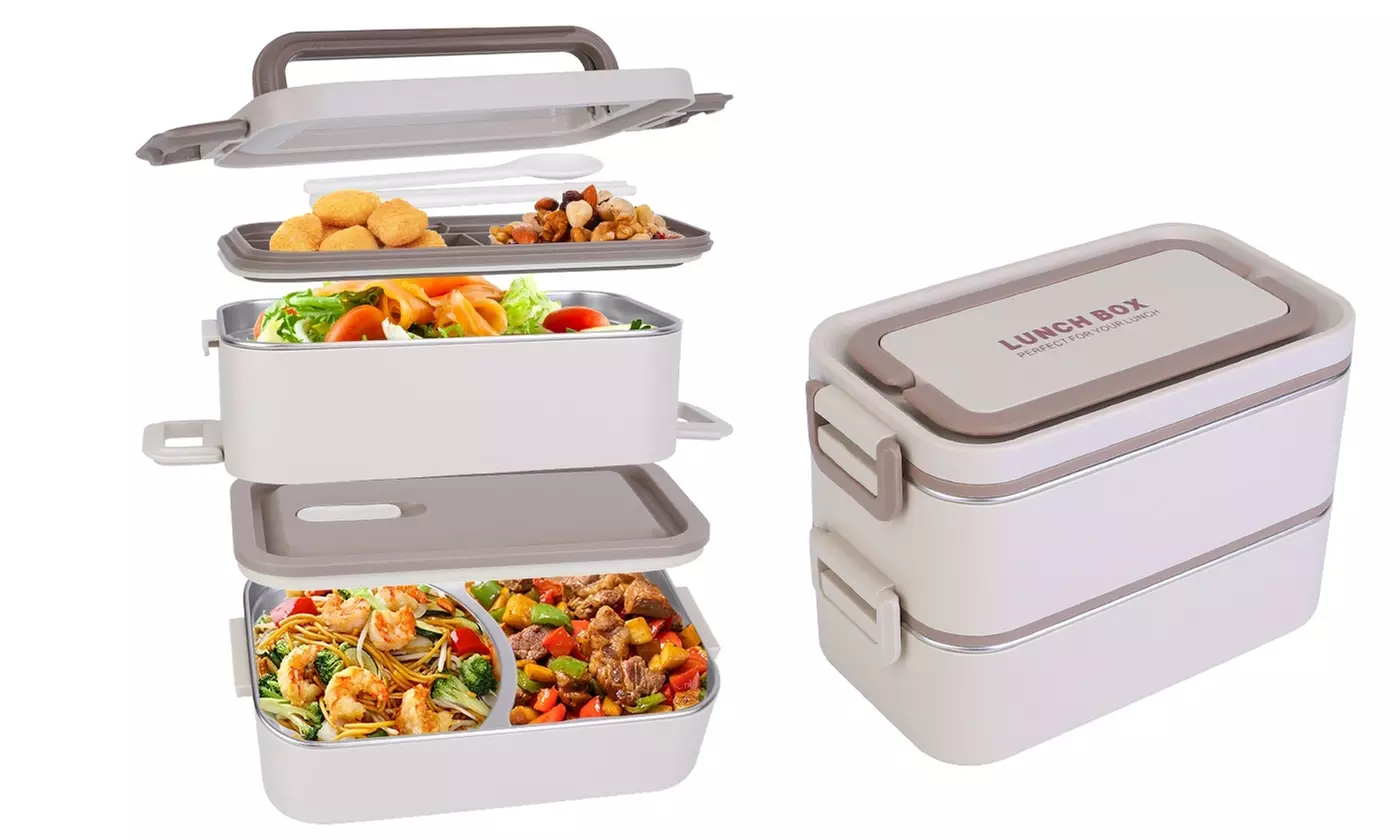 NewHome 2-Layer Leakproof Bento Lunch Box with Utensils and Food Compartments