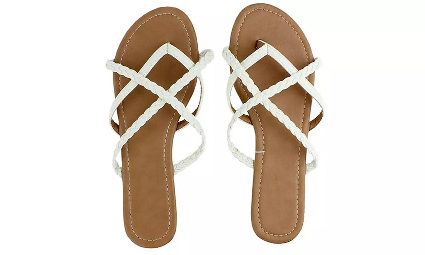 Women Fashion Slip On Flat Sandal Cross Bands Open Toe Sandals