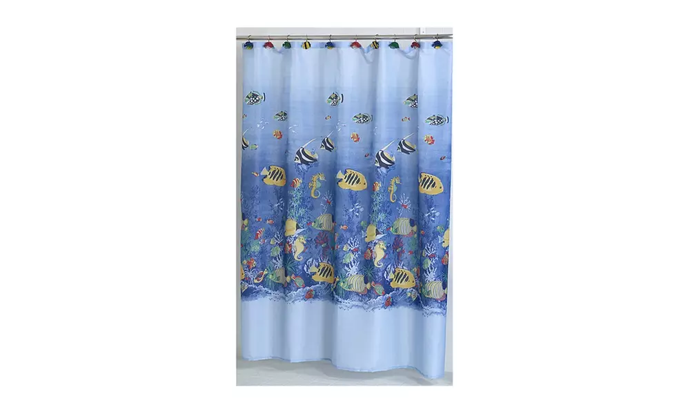 Carnation Home Fashions Tropical Sea Fabric Shower Curtain - Second Medium
