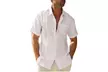 Mens Casual Button Down Short Sleeve Shirts Cuban Camp Guayabera Beach Tops - Second Medium