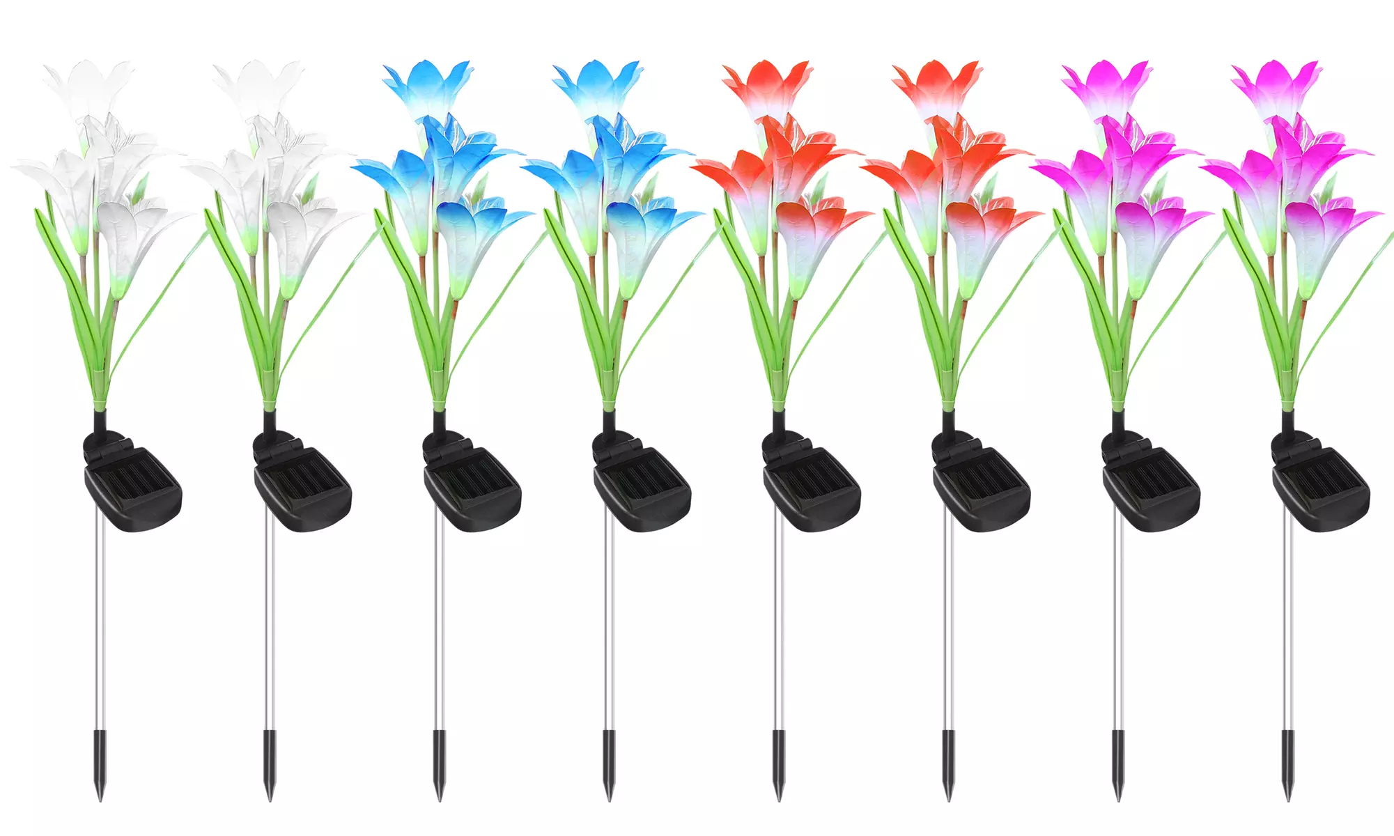 LED Solar Lily Outdoor Decorative Lawn Lights with Changeable Colors - 2 pack