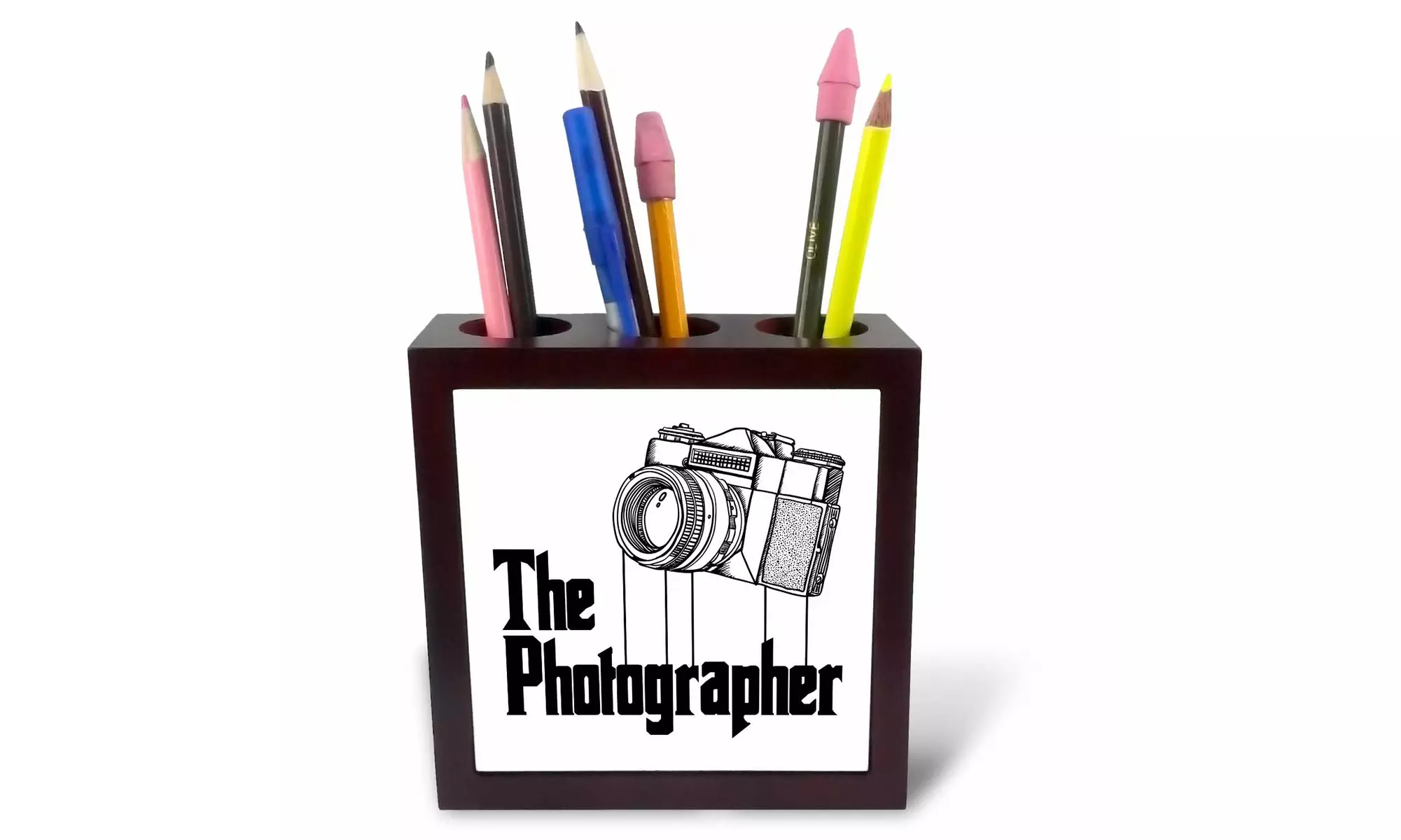 Tile Pen Holder - The Photographer Cool Tog Design - 5-inches - Primary Image