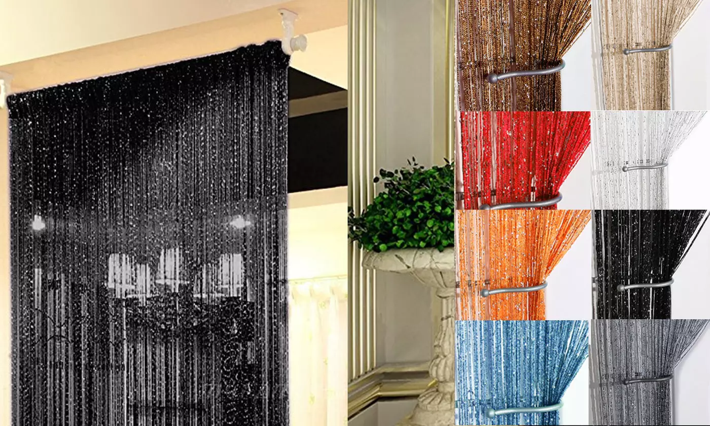 Glitter String Curtains Room Door Divider Window Patio Fly Screen Fringe Panels - Primary Image