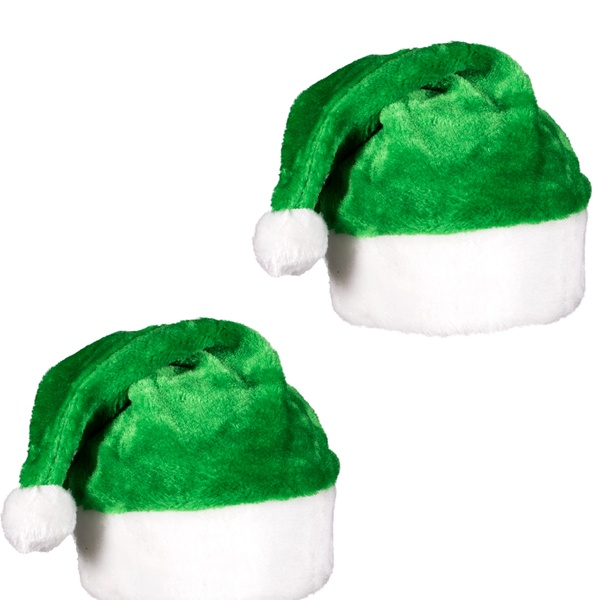 blue white santa hats