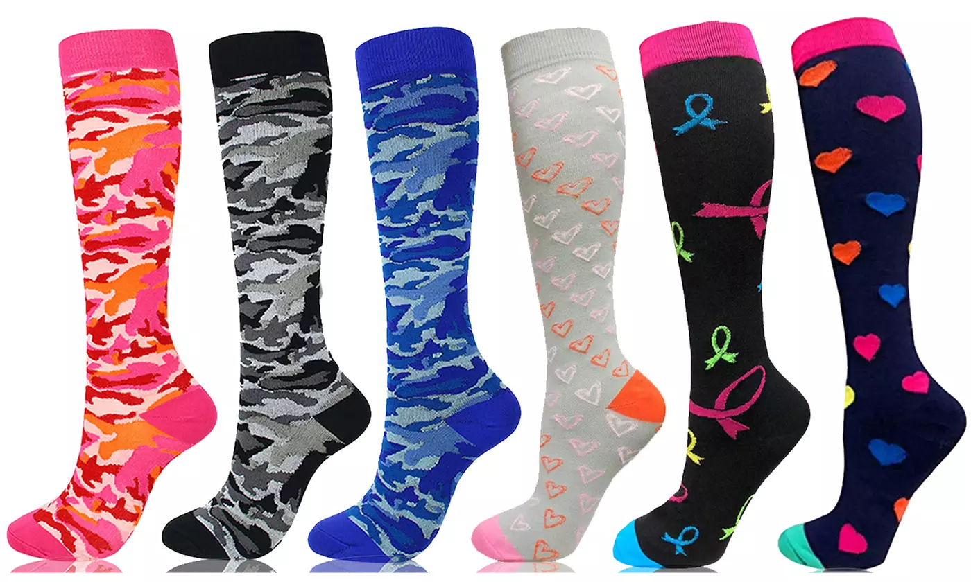 3-6 Pack Compression Socks Camouflage Graduated Sports Socks for Men & Women  