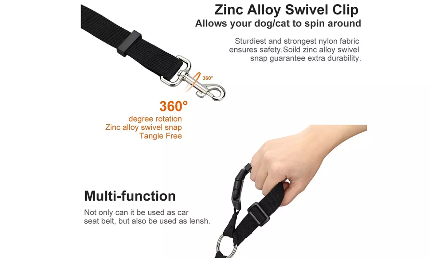 1-2 Pack Nylon Dog Seat Belt Harness Leash Clip Vehicle Car Pet for Dogs