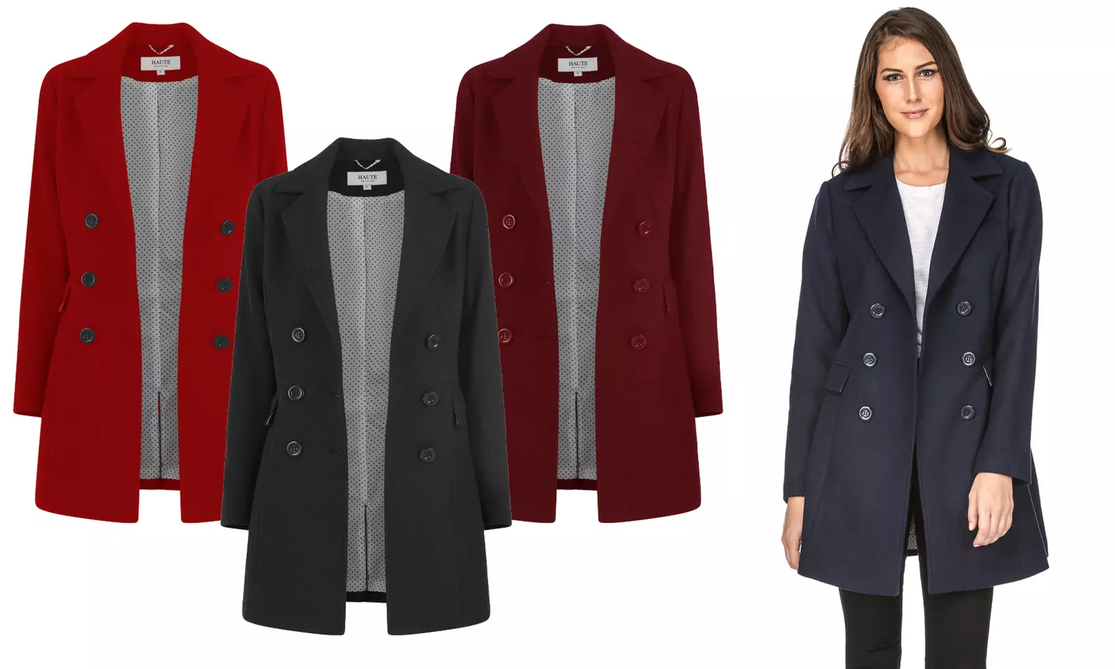 Haute Edition Women's Double Breasted Wool Blend Peacoat - Primary Image