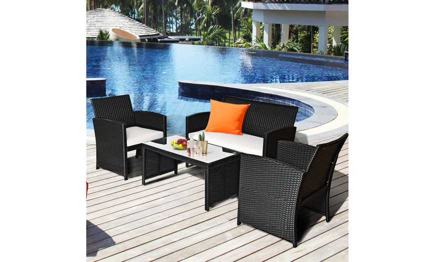 Up To 65% Off On Costway 4PCS Patio Rattan Fur... | Groupon Goods