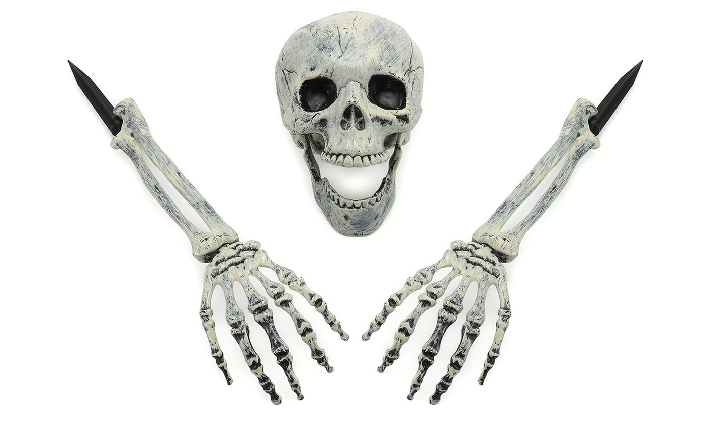 Plastic Skeleton Arms with Stakes for Halloween Indoor Outdoor Graveyard Decor
