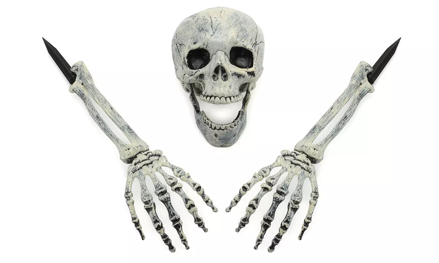 Plastic Skeleton Arms with Stakes for Halloween Indoor Outdoor Graveyard Decor