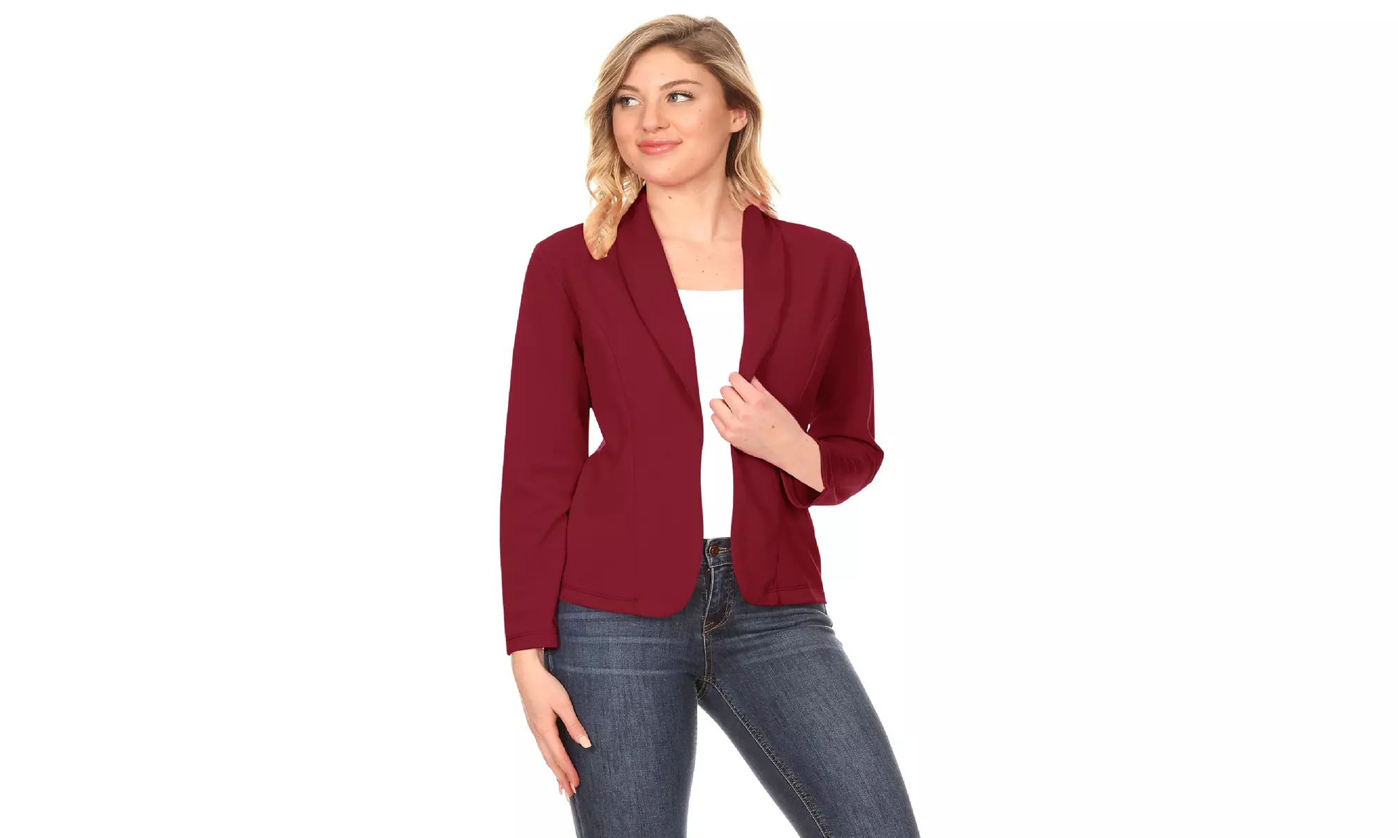 Women's Office Work Long Sleeve Open Front Blazer Style Cardigan with Plus