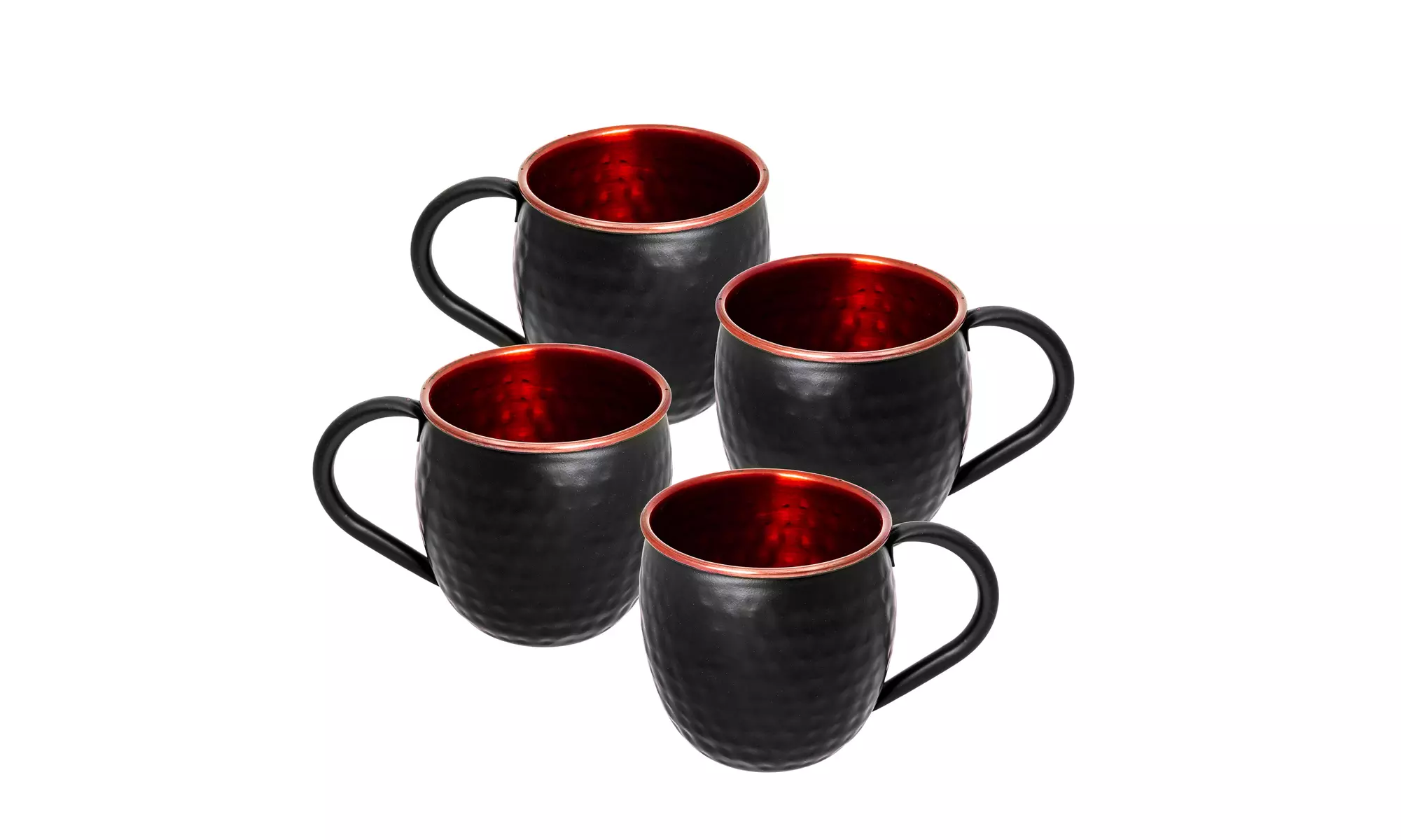 Matte Black Copper Hammered Moscow Mule Mugs Set of 4 - Primary Image