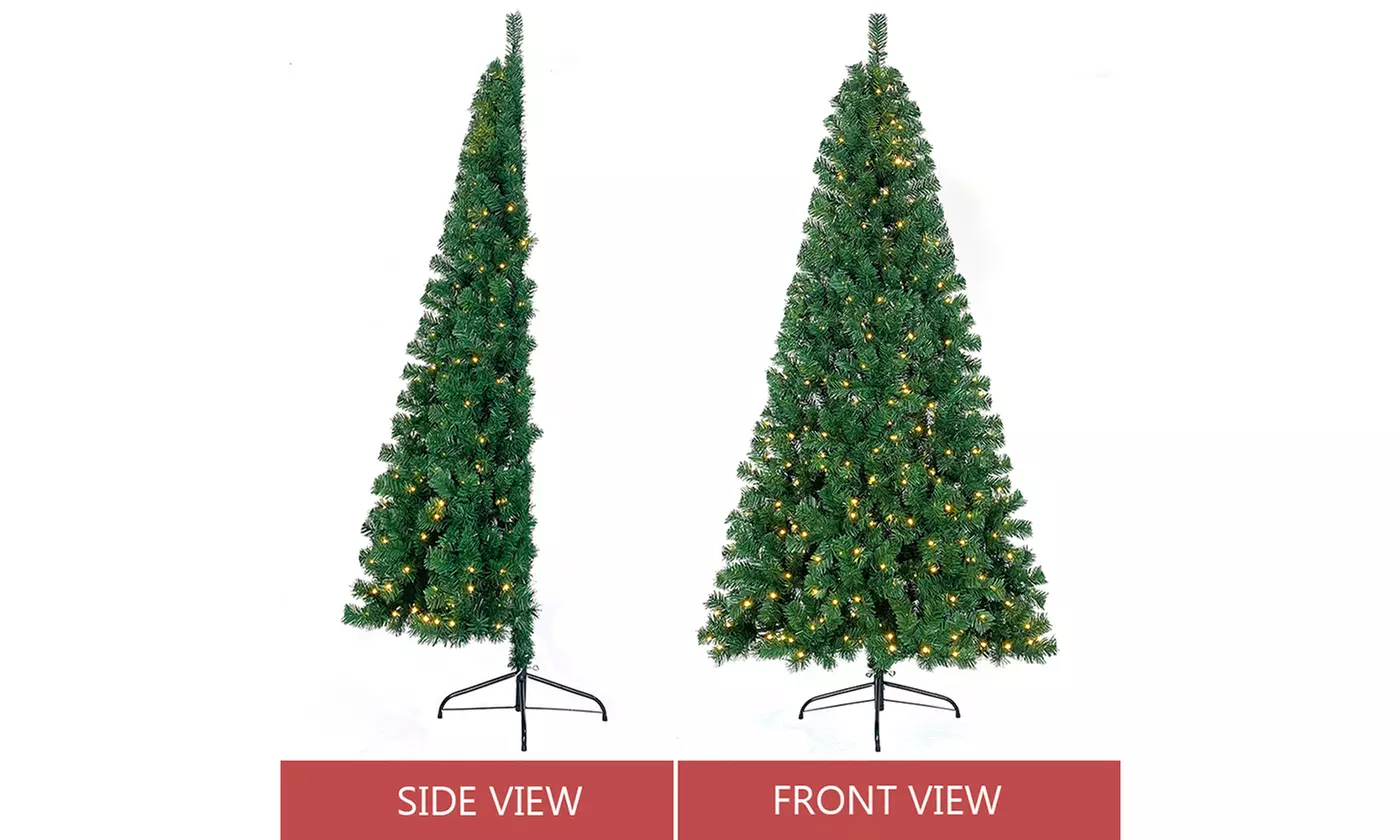Premium 7ft Artificial Pre-Lit Half Christmas Tree - Primary Image